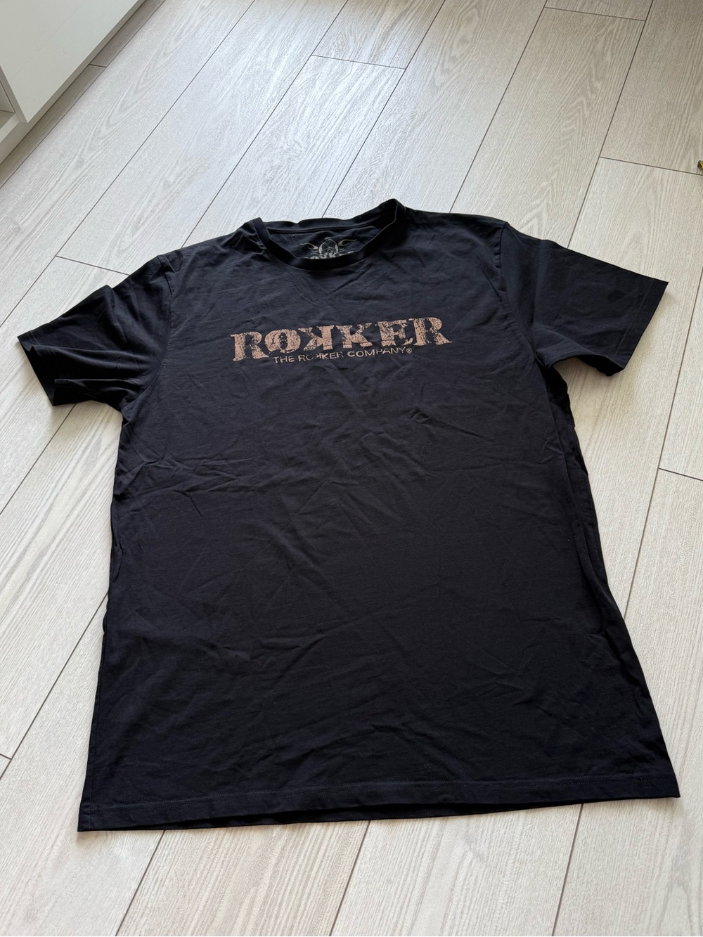 Rokker 3X motorcycle tee 100% cotton vintage black brown casual short sleeve
